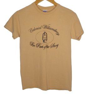 Vintage Colonial Williamsburg Men's Small T Shirt Be Part Of The Story Tan Retro